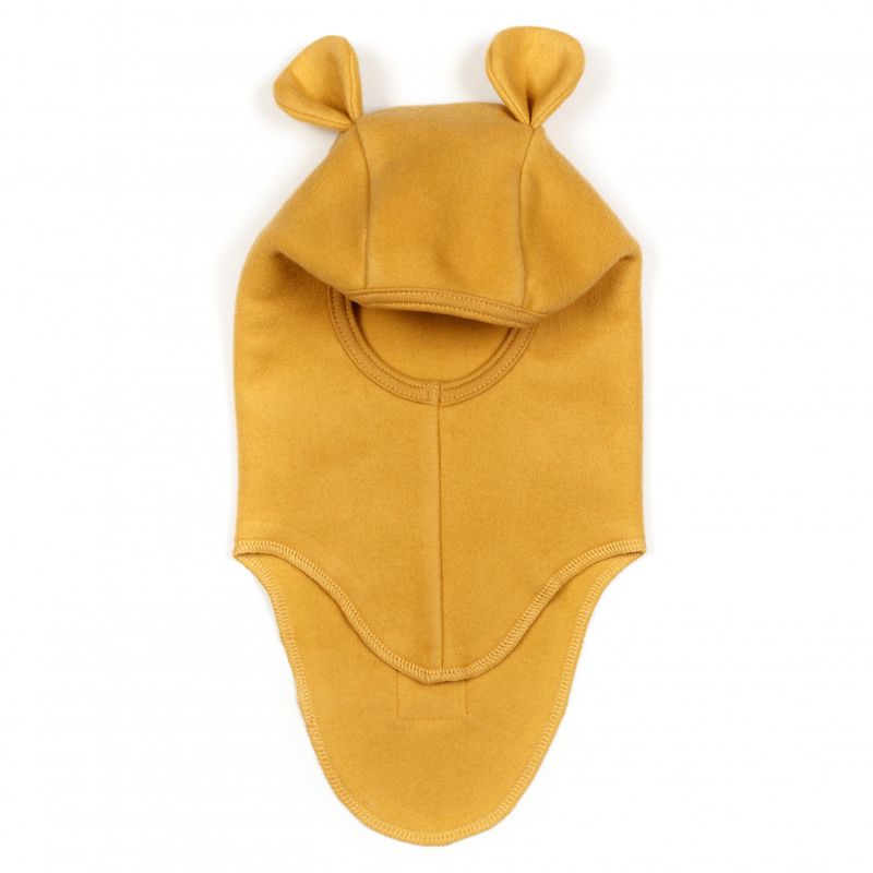 Huttelihut, Teddy bomullsfleecelue m/ ører mustard