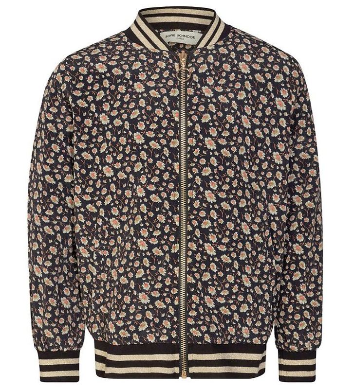 Sofie Schnoor bomber jakke sort med blomster
