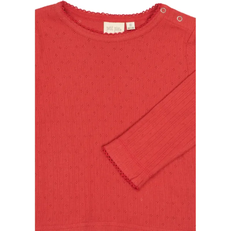 Petit Piao Suze LS pointelle tee molten lava