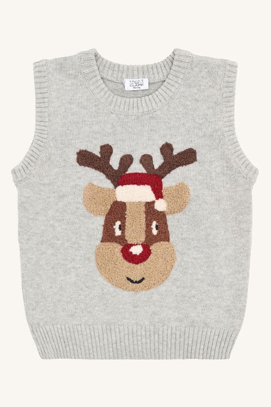 Hust & Claire Princo vest reindeer soft grey melange